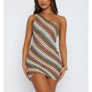 Brand new white fox mini dress